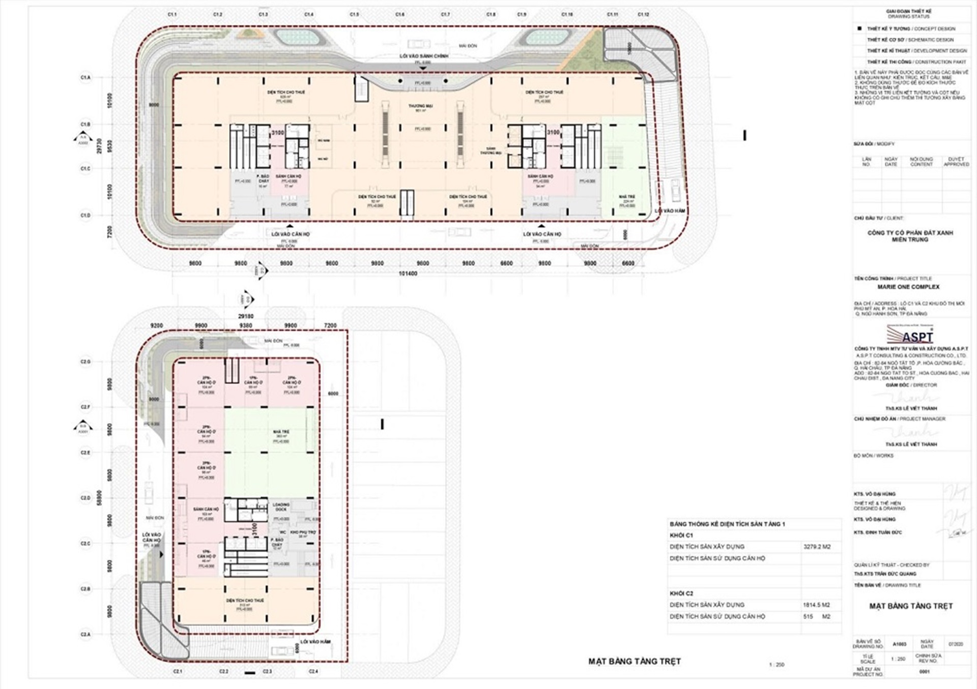 Căn Hộ Chung Cư Regal Complex Đà Nẵng 46 Mặt bằng tầng trệt khối Block C1 và C2 của Căn Hộ Chung Cư Regal Complex