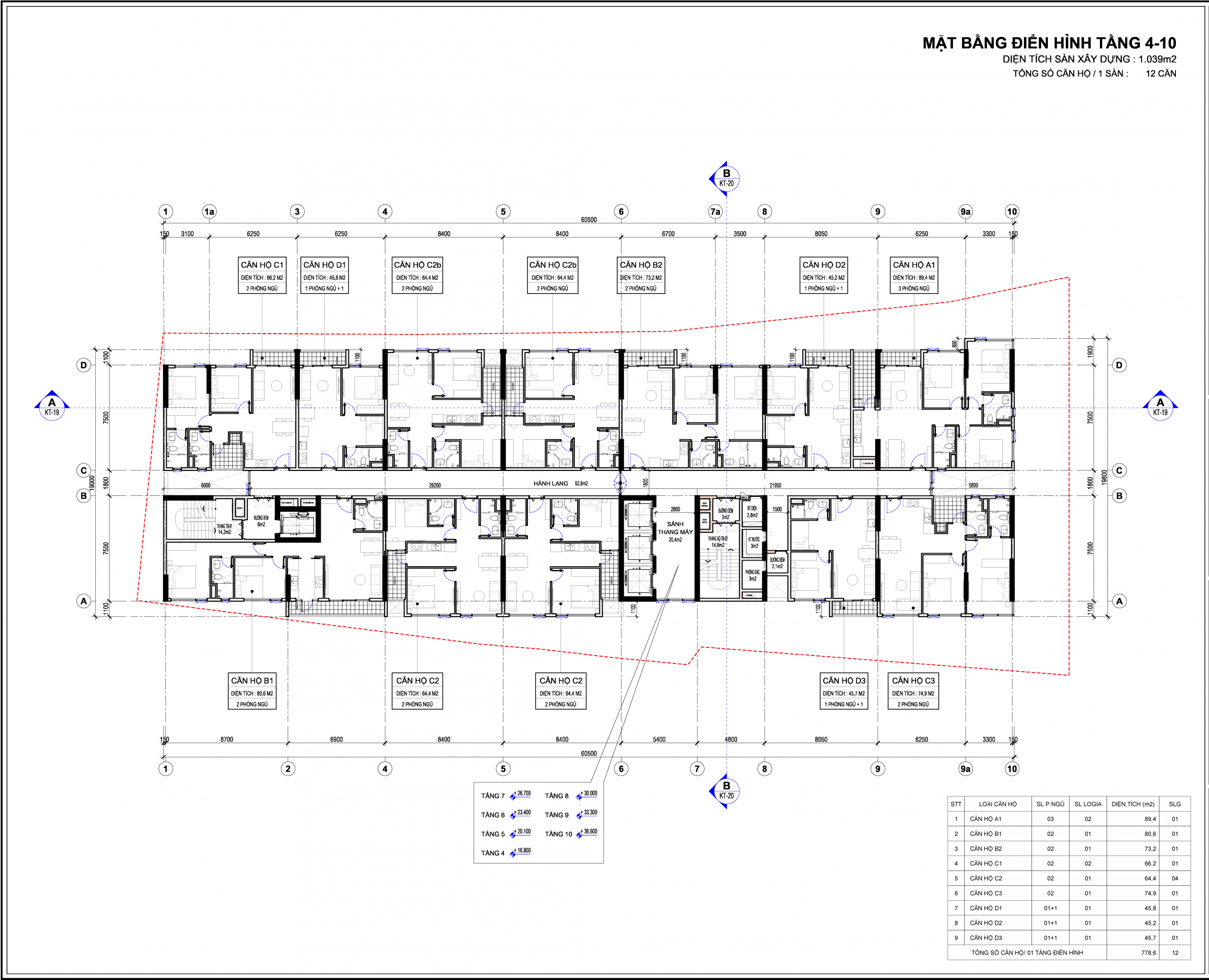 Mặt bằng tầng 4 - 10 The Poet Residence Đà Nẵng