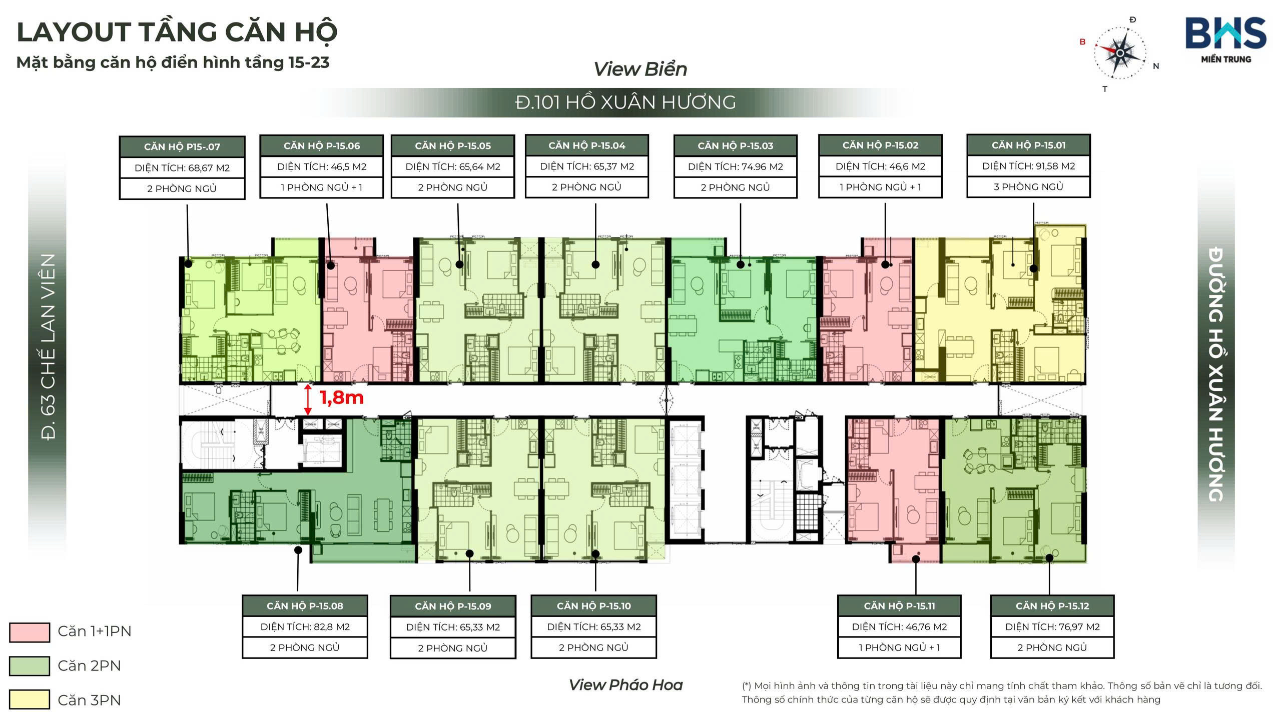 Mặt bằng tầng 15 - 23 The Poet Residence