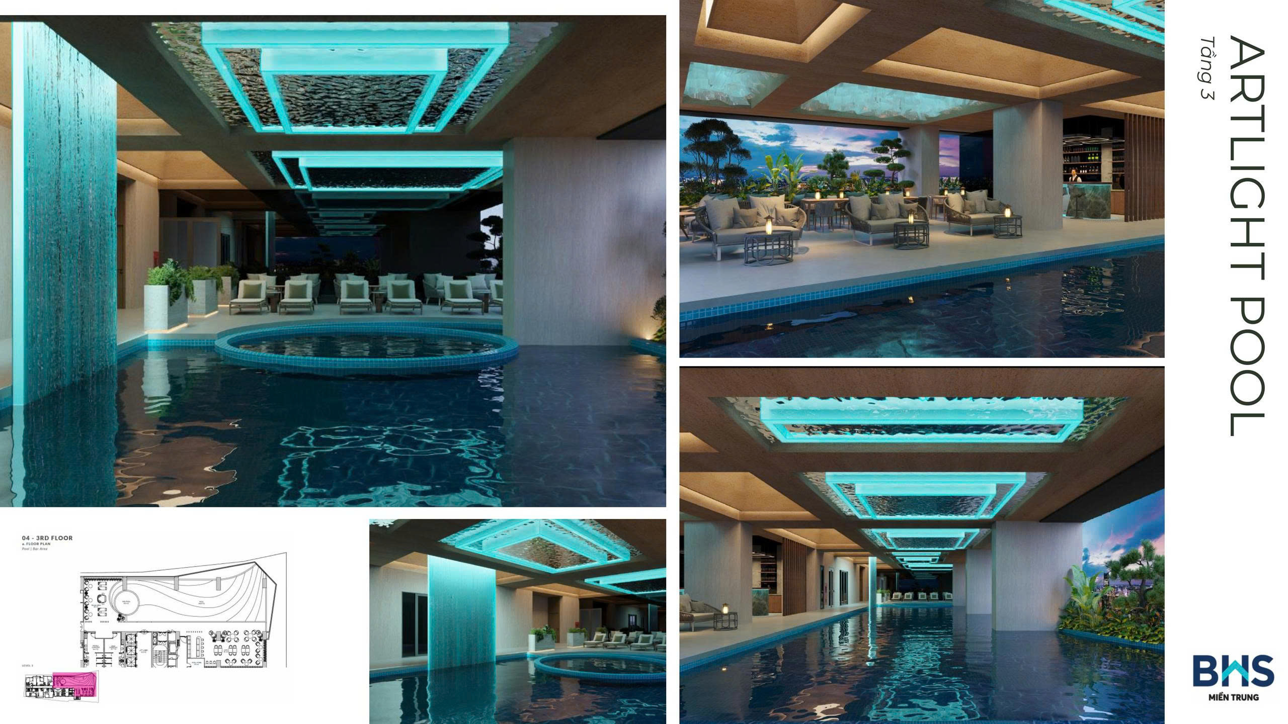 Phân bổ tiện ích hồ bơi tại The Poet Residence Danang