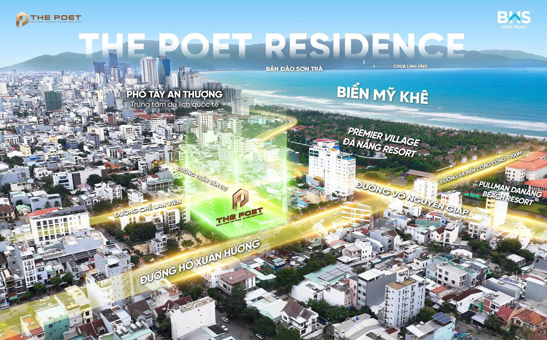 View biển Mỹ Khê tại Dự Án Căn Hộ The Poet Residence Đà Nẵng