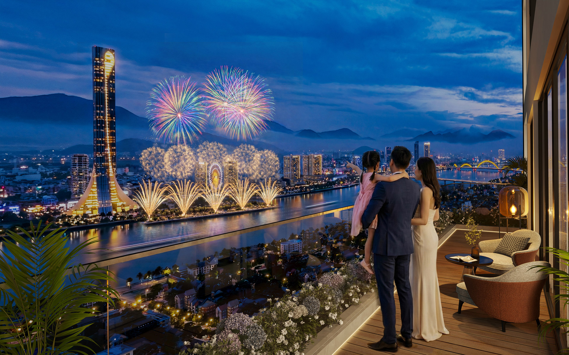 View Ban Công Pháo Hoa Căn Hộ The Poet Residence Danang