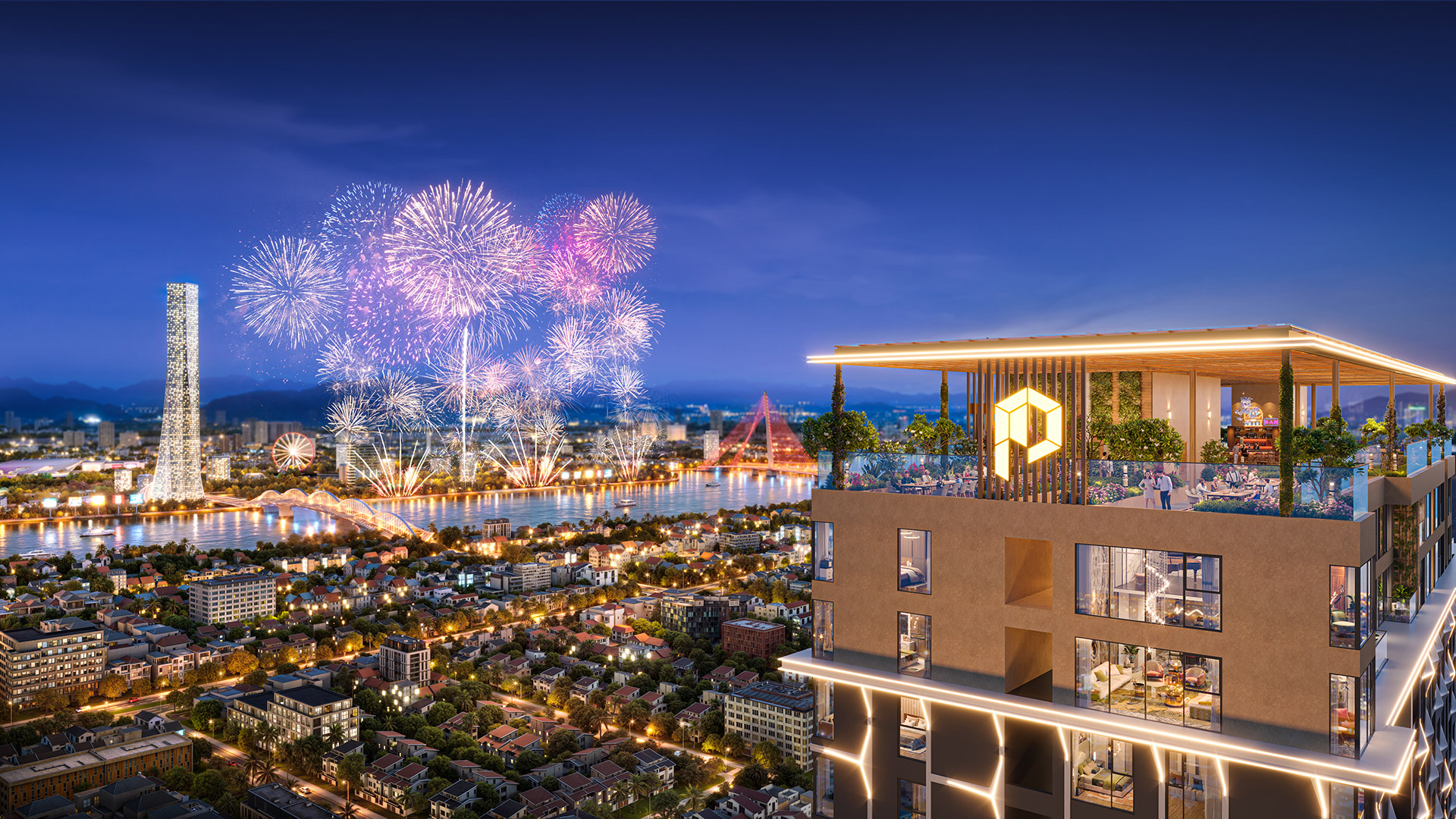 View Pháo hoa căn hộ The Poet Residence Đà Nẵng