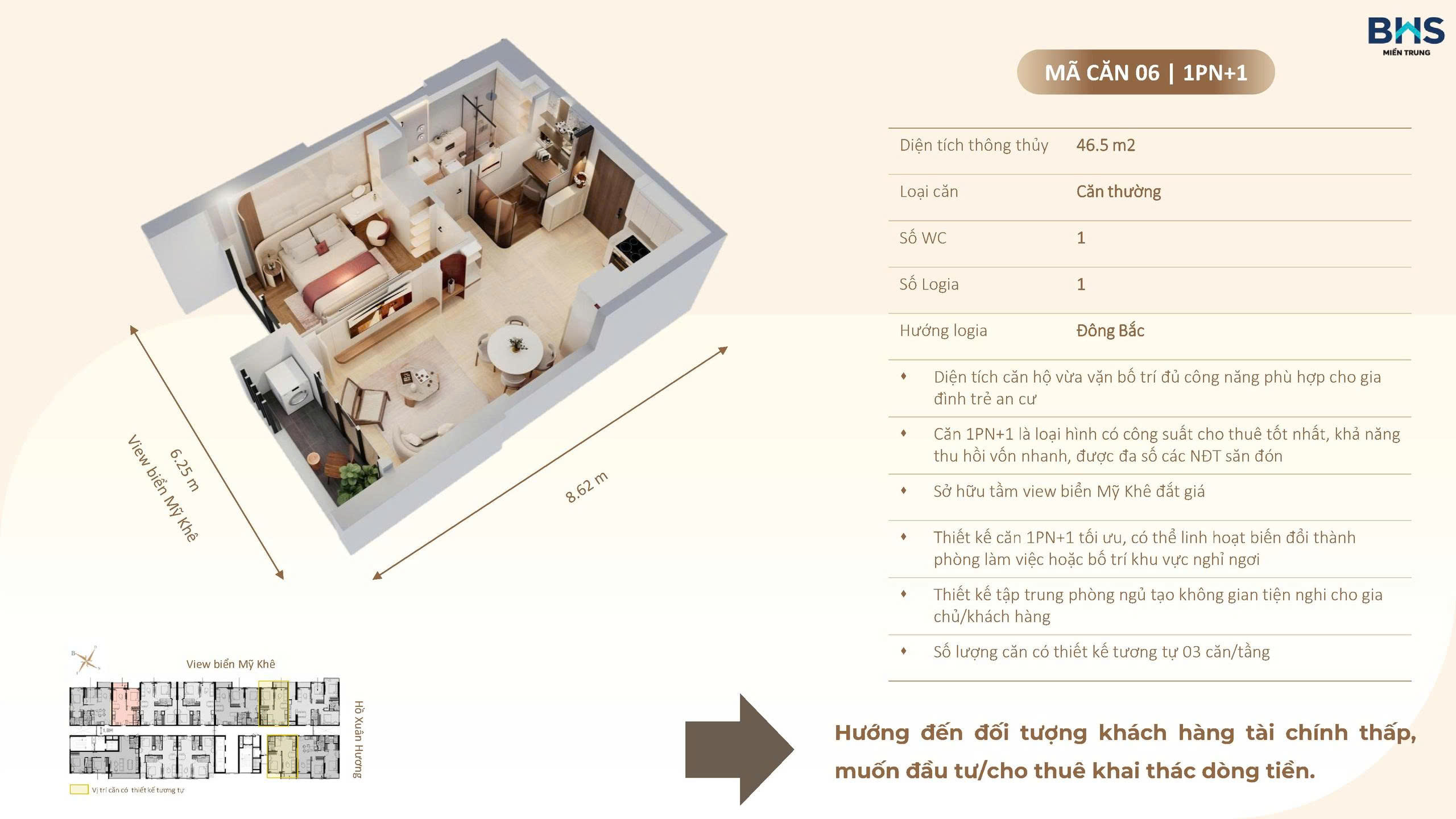 Layout The Poet Residence – Thiết Kế Thông Minh, Tối Ưu Không Gian Sống 16 Layout bố trí căn hộ 1PN The Poet Residence Đà Nẵng